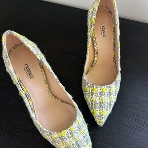 L'AGENCE Tweed Yellow and Gray Heels